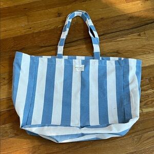 Sezane Blue and White Striped Tote Bag